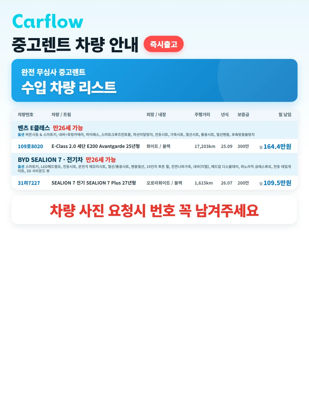 수입차 완전 무심사 리스트 (중고)
